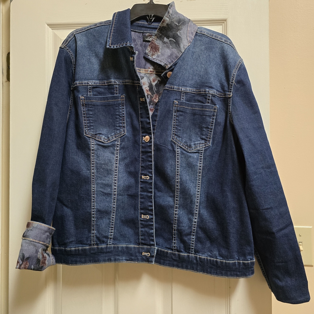 Reversible CHARLIE B Floral Blue Jean Jacket - Picture 5 of 5